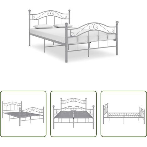 Doppelbett - Bett Grau Metall 120x200 cm (1/5)
