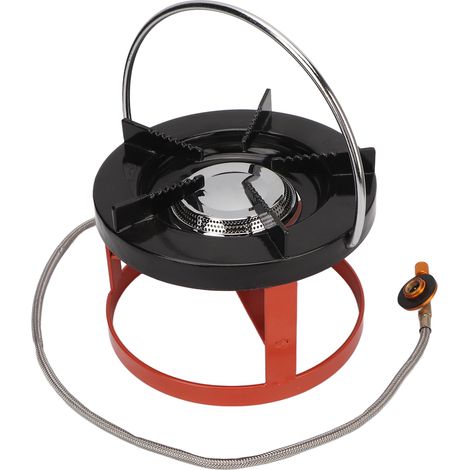 Réchaud à gaz de camping portable à réservoir de gaz plat avec poignée, idéal pour la randonnée et les pique-niques. (1/5)