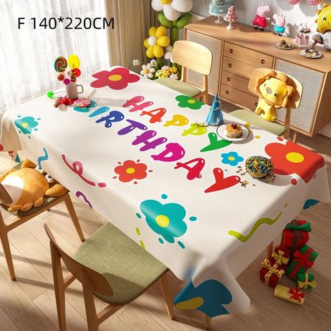 1 nappe jetable anniversaire, motif Happy Birthday, en PE imperméable, 140x220 cm, décoration fête enfant