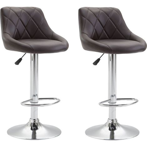 2x Sgabelli da bar girevoli sintetici marroni con poggiapiedi TDB10078