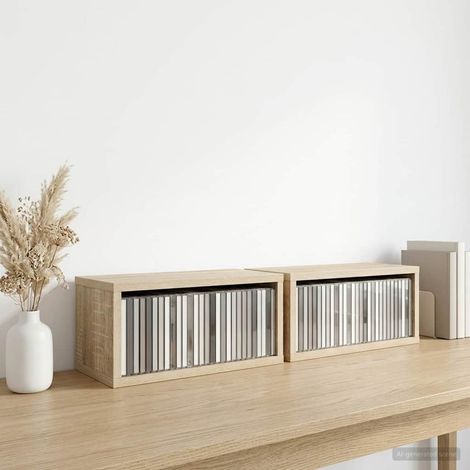 vidaXL CD Storage Rack 2 pcs Sonoma Oak 40 x 17 x 17 cm (1/5)