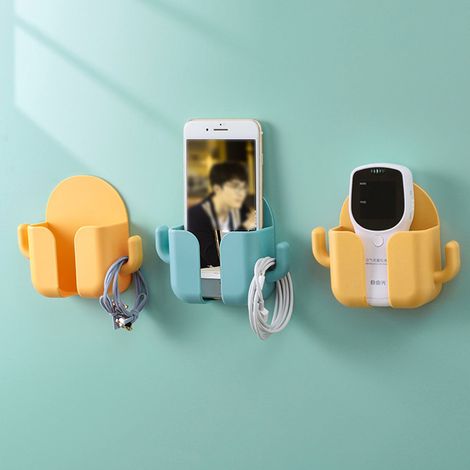 Selbstklebende Wandhalterung ohne Bohren zum Laden und Aufbewahren von Mobiltelefonen/Box/Ablagefach für Fernbedienungen (gelb) (1/5)