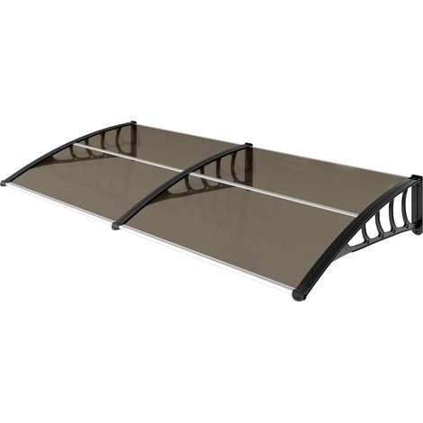 Fenster- und Türvordach aus Polycarbonat und Aluminium, 200 x 96 x 27 cm, braun