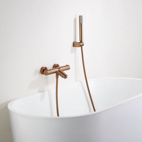 Imex -  Grifo Ducha y Bañera Termostatico Oro Rosa Serie Monza