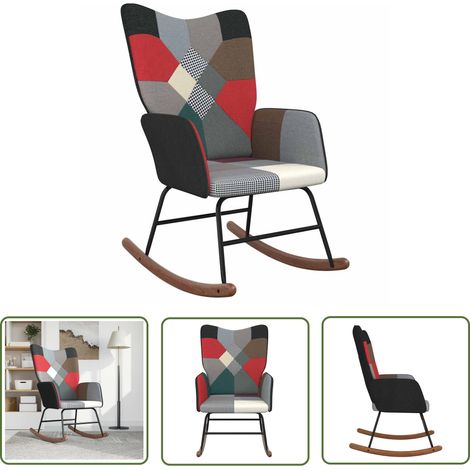 The Living Store Chaise à bascule Patchwork Tissu - Chaise À Bascule - Fauteuil Relaxant - Chaise De Détente - Mobilier Extérieur - Décoration Intérieure (1/5)