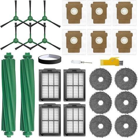 ou Accessoires pour aspirateur Robot iRobot Roomba Plus 405 Combo / 505 Combo 25 Packs 2 brosses principales, 4 filtres, 6 brosses latérales, 6 serpillères, 6 Sacs, 1 Bande de Protection (1/5)