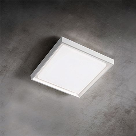 Alu Lampada da Parete e Soffitto in Alluminio Verniciato Bianco, LED 25W, 3000K, IP54, Design Moderno Quadrato 27x27 cm per Interni ed Esterni