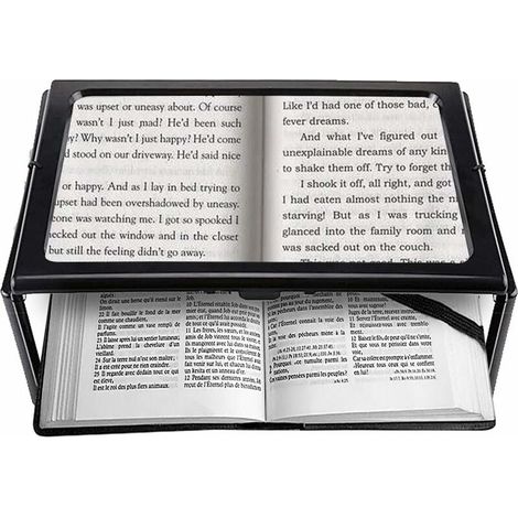 Lente d'ingrandimento rettangolare per lettura a pagina intera A4 con supporto a mani libere e lampada a 12 LED, lente di ingrandimento 2,5X per la lettura per anziani e ipovedenti (1/4)