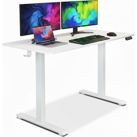Elektrischer Computertisch, automatisch, höhenverstellbar, weiß, 120 x 60 cm hoch