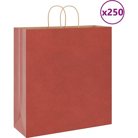 Sacs en papier 250 pcs avec poignées rouge 45x17x48 cm vidaXL