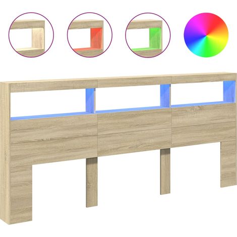 Maison Exclusive - Cabecero de cama con LED roble Sonoma 220x17x1