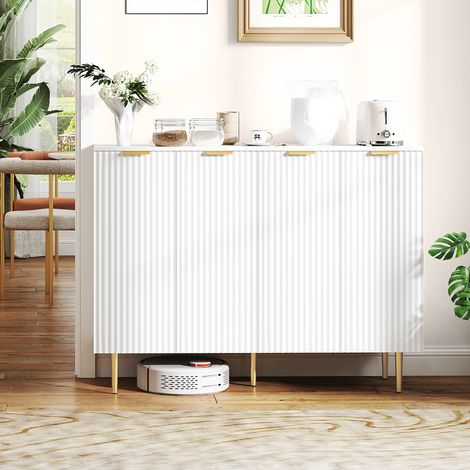 Buffet salon meuble de rangement armoire de cuisine avec placards à 2 portes et étagère réglable 120 x 40 x 90 cm, blanc (1/5)