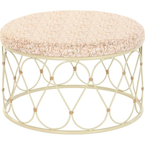 DKD Home Decor Table d appoint Métal Rotin Crème Naturel (1/4)