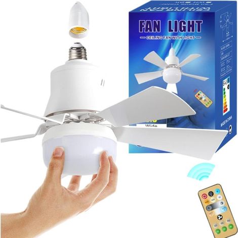 Ventilateur Plafond LED E26/E27 – Intensité Variable, Télécommande – 3 Vitesses, Compact et Silencieux – Minuterie – CE – 40 cm, 30W – Fixation Murale (1/5)
