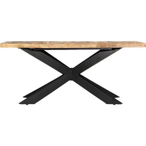 Table à manger Scandinave - Table de salle à manger 180x90x76 cm Bois de manguier brut solide BV651744 - BonneVie (1/5)