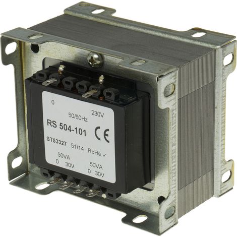 Transformateur à montage sur châssis, Vin 230V c.a., Vout 30V c.a., 2 sorties, 100VA ( Prix pour 1 )