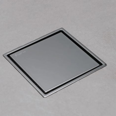 Scarico doccia a pavimento 15x15 cm con canalina quadrata e sifone acciaio inox cromato (1/5)