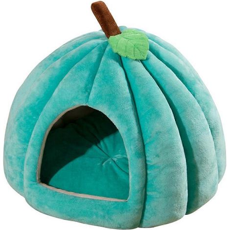 Lit-grotte pour chat, tente pour chat avec coussin amovible, bleu S (1/5)