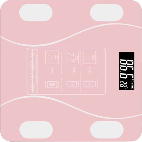 Balance de précision avec analyse intelligente, Bluetooth, rose, poids maximal 180 kg (396 lb), pour hommes et femmes.