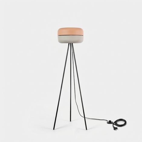 Design-Stehleuchte mit Stativ-Dreifuß aus Metall, zweifarbiger Lampenschirm Luminosa