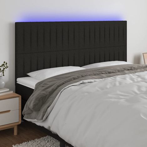 LED Kopfteil Schwarz 200x5x118/128 cm Stoff (1/5)