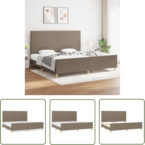 The Living Store Cadre de lit sans matelas taupe 200x200 cm tissu - Cadre De Lit - Lit Double - Tête De Lit Ajustable - Literie - Meubles De Chambre (1/5)