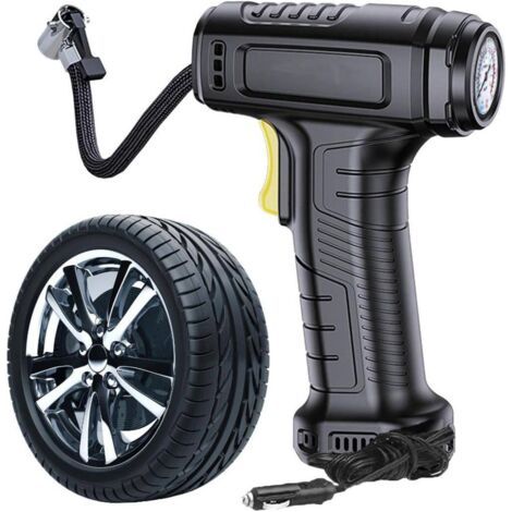 Pompe de pneu Pompe de voiture Inflateur de pneu 12V DC Pompe de pneu de voiture filaire gonflage rapide gonflable avec lumière ＆ Détection de pression des pneus, pompe à air d'arrêt automatique