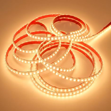 Ruban LED Adhésif 220V, Bandeau LED Autocollant 120 LEDs/m, Haute Densité avec Interrupteur, Bande Lumineuse Étanche IP67 pour Miroir, Placard et Cuisine (Blanc Chaud, 2 m) (1/5)