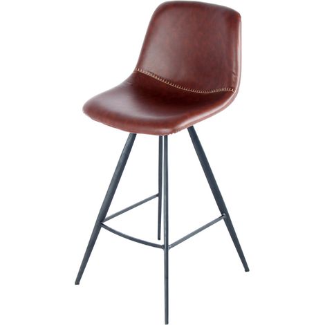 Set 2 Sgabelli da Bar Samantha in Similpelle Marrone Scuro (1/3)