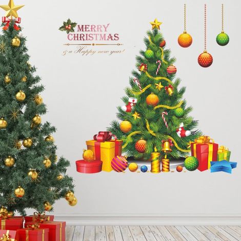 New Year Green Christmas Tree Star Wall Stickers, Christmas Decoration Stickers, Living Room Decoration Wall Stickers, Christmas Sticker (1/5)