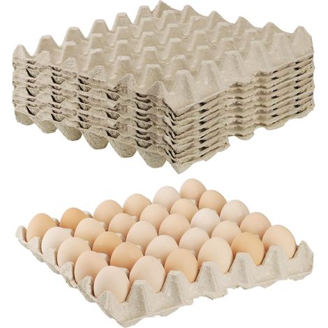 Lot de 12 cartons à œufs en carton de 30 x 30 cm - 30 x 30 cm - En papier cellulose - Pour 30 œufs - Pour cuisine, réfrigérateur, ferme (1/5)