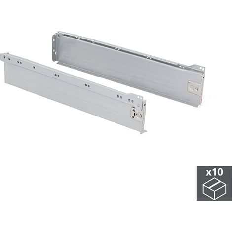 Kit cassetto per cucina Ultrabox, altezza 86 mm, prof. 400 mm, Acciaio, Grigio metallizzato, 10 pezzi 3041125 EMUCA