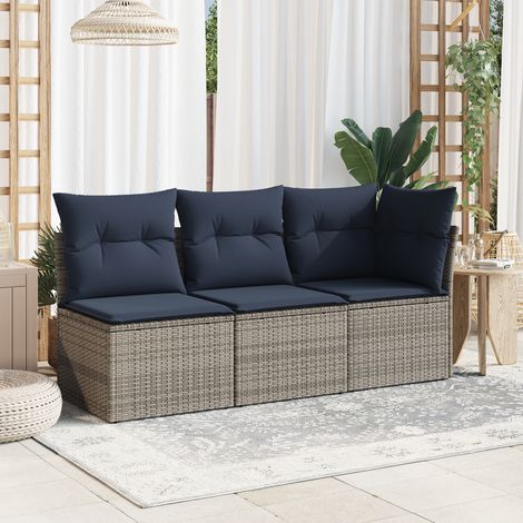 Teenpull – Garten-Sofa mit Kissen Grau 55 x 62 x 69 cm Poly Rattan (1/5)