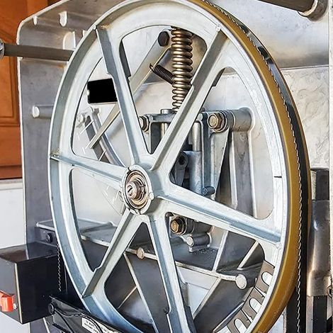 gelbgrüne Bandsägenräder für die Holzbearbeitung, mit rutschfesten und geräuschdämpfenden Gummiringen, 12,55 mm breit und 3,17 mm dick, geeignet für 8-Zoll-Bandsägenräder. (1/5)