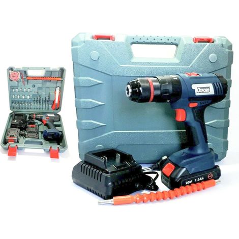 TRAPANO AVVITATORE 2 BATTERIE PERCUSSIONE MANDRINO METALLO AUTOBLOCCANTE 20V 1.5