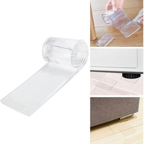 Transparent Adhesive Feet 50 x 7 x 0.5cm Double-Sided Transparent Adhesive Tape Washable and Trace-Free Non-Slip Furniture Pads Cuttable for Chairs, Sofas, Beds, and Wardrobes (1/4)