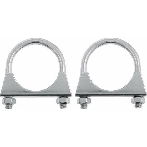 2x Collier pot échappement universel 48mm tracteur 2 vis tuyau tube acier fixation support serrage à vis voiture véhicule