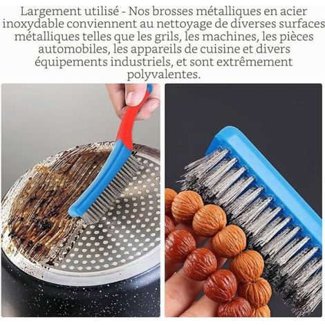 Brosse Métallique - Acier Inoxydable - Pour Nettoyage Surfaces Métalliques - 3 Pièces (1/5)