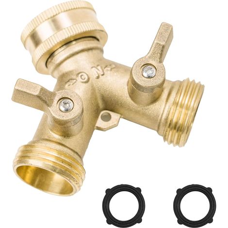 Répartiteur d'eau 2 voies - Raccord d'eau 3/4" - Fabriqué en haute résistance laiton - Convient pour ordinateur d'arrosage - Débit d'eau réglable (1/5)