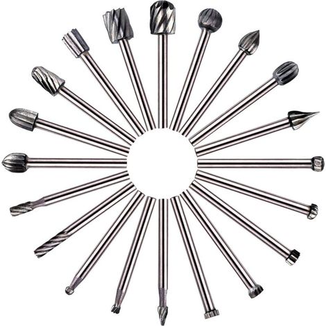 Fresa rotativa – 20 frese HSS, frese per legno, utensile di fresatura per legno con gambo da 3 mm/accessorio utensile rotante per falegnameria fai da te, incisione - Crezuo