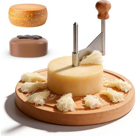 Râpe À Fromage Ronde - 1 Pièce - Bois Naturel - Coupe-chocolat Et Grattoir - Pour Buffets Et Desserts - 22,2 x 14,3 cm (1/5)