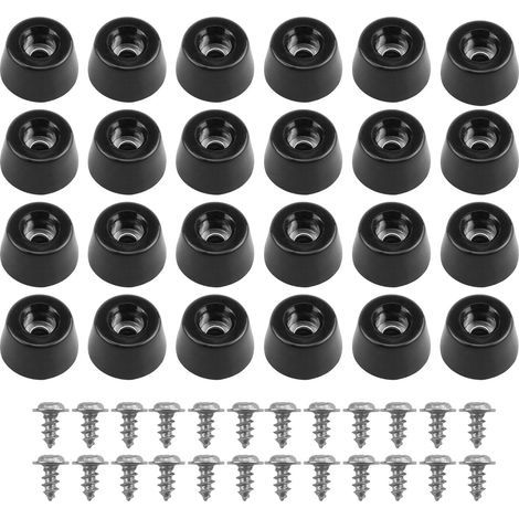 24pcs Petit Patin en Caoutchouc Noir (21 15 12mm) Pieds de Planche à Découper, Pied Caoutchouc, Meubles Et Équipements Électroniques, Équipés De Vis en Acier Inoxydable, Résistants E (1/5)