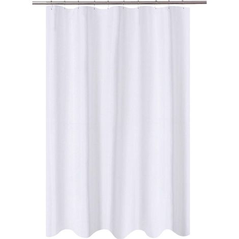 Rideau de Douche en Tissu Blanc - 100 x 180 cm - Qualité hôtelière - Résistant à la moisissure - Lavable - Imperméable - avec œillets (1/3)