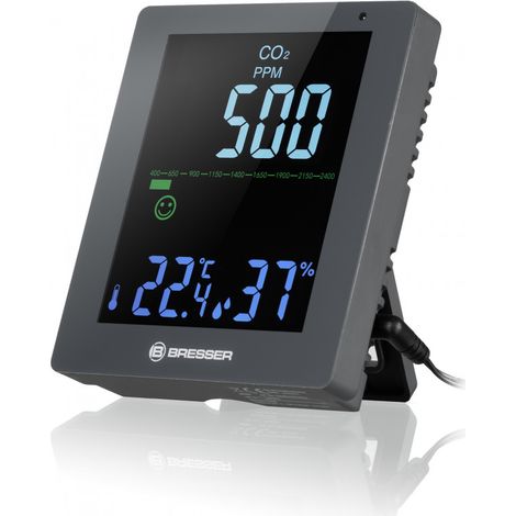 Bresser CO2 Smile Moniteur de qualité de l'air gris