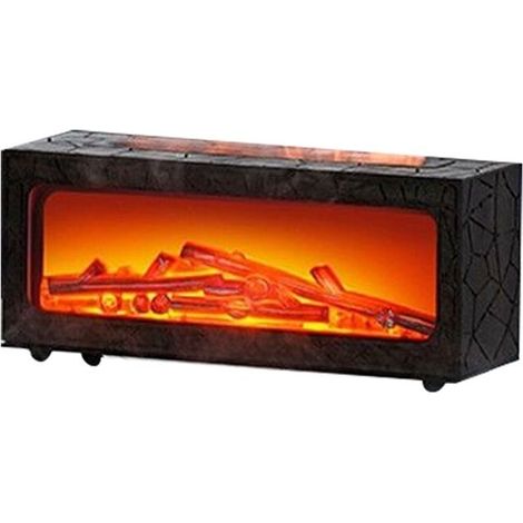 Diffusore di aromi per camino con oli essenziali, umidificatore per camino con telecomando, diffusore di aromi a forma di fiamma da falò, 7 colori, nero