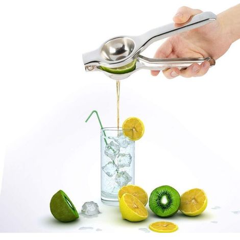 Presse-citron Presse-citron en acier inoxydable argenté Presse-agrumes pour oranges, citrons et autres fruits pelés (1/5)