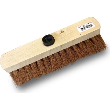 Balai de ménage en fibres de coco naturel Semelle bois Douille vissante plastique - A l'unité - Sans manche (1/5)