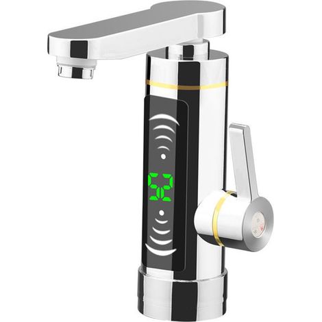 Elektrischer Wasserhahn mit Durchlauferhitzer, um 360° drehbarer Wasserhahn mit LED Temperaturanzeige, elektrischer Heizwasserhahn für Küche und (1/5)