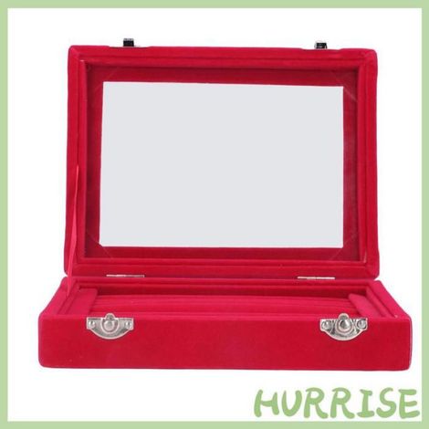 Garosa étui de rangement de bijoux Boîte à bijoux 7 fentes, porte-bijoux en velours, vitrine de rangement lunettes boite Rouge (1/4)