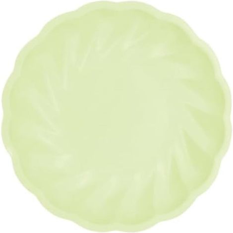 Assiette Ronde Vert Decor, vert, Diamètre 22,9 cm, Vaisselle de fête en matières premières Rapidement renouvelables, pour Les Anniversaires, Les barbecues, Les jubilés, etc. (1/5)